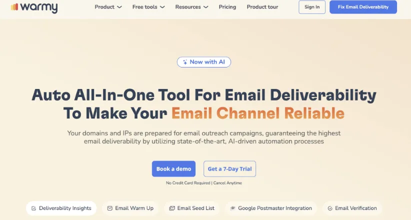 Warmy email deliverability and inbox warm-up platform dashboard